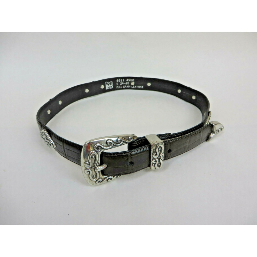 Womens or Unisex B.A.S. Full Grain Leather Western Embellished Brown Belt 24-28